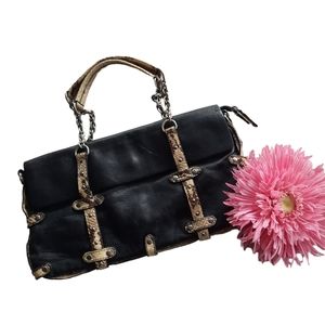 Vintage Cynthia Rowley Black Leather And Snakeskin Purse
